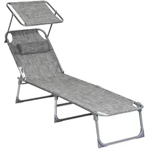 Songmics Sonnenliege 193 x 53 x 29 cm Grau