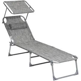 Songmics Sonnenliege 193 x 53 x 29 cm Grau