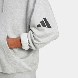 adidas Essentials Loose Fit 3 Bar Logo French Terry Kapuzenpullover Medium Grey Heather / Black XL