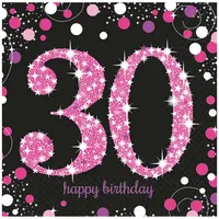 Amscan Servietten 30 Sparkling Celebration Pink 16 Stück