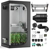 Yigowyigo Growzelt Komplettset mit Y2500 LED Vollspektrum Grow Lampe, 200x100x100cm 4" 215 CFM 3000RPM Ruhiges mit Aktivkohlefilter Belüftungssystem Temperatur Controller Hydroponics Grow Zelt Set