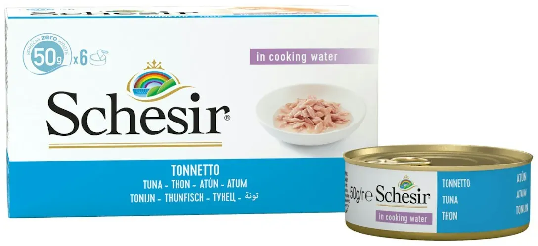 Schesir 6 x 50g Multipack Katzennassfutter Thunfisch - Natural Style in Kochbrühe