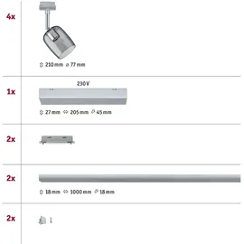 Paulmann URail Blossom Basisset G9 max. 4x10W dimmbar 230V Chrom matt Rauch