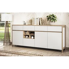 furn.design Sideboard 193 x 85 x 39 cm Weiß / Eiche
