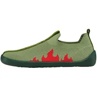 Affenzahn Hausschuh Knit Flinky zum Reinschlüpfen rutschfest, flexibel, leicht für Kindergarten und Kita Größe 21-32 Drache - Grün - 22 EU