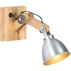 Wandlampe E27 Silbern Mango Massivholz und Eisen