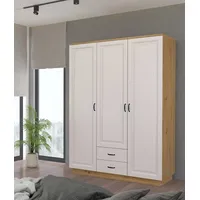Küchen-Preisbombe Kleiderschrank Stilo Garderobenschrank Landhaus Weiss Eiche Artisan Buffet