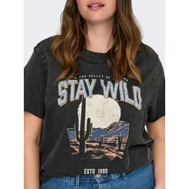 ONLY CARMAKOMA T-Shirt ONLY CARMAKOMA "CARLUCY LIFE REG S/S TOP JRS NOOS", Damen, Gr. M, schwarz (schwarz print:texana wild), Jersey, Obermaterial: 100% Baumwolle, regular fit normal, Rundhals, Shirts T-Shirt, Baumwolle, regular fit