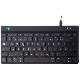 R-Go Tools Break Tastatur, Deutsches QWERTZ Layout, Mini Tastatur ohne nummernblock, Mit Pausenanzeige, Ergonomische compact Design, USB Kabelgebunden, Schwarz