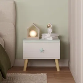 [en.casa] Nachtschrank Sandnes 31 x 38 x 30 cm Weiß/Mintgrün