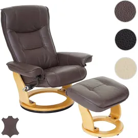 Robas Lund Relaxsessel Halifax Leder 86 x 105 x 82 cm Braun mit Hocker