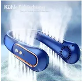 HS.SUPPLY Mini USB-Ventilator Miniventilator, Nackenventilator, Halsventilator, Körperventilator, LED-Display, beidseitiger Luftauslass blau