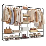 Songmics Garderobenständer mit Ablagen 29 x 183 x 158,4 cm Schwarz