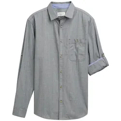 TOM TAILOR Herren Regular Fit Hemd mit verstellbarer Ärmellänge, blau, Uni, Gr. XXL