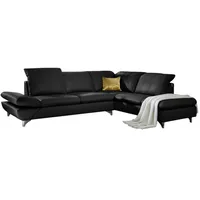 W.Schillig Ecksofa "taoo, elegant und zeitlos, bequem, L-Form", schwarz (schwarz z59), B:296cm H:84cm T:242cm, Longlife Xtra-Leder Z59: Glattleder mit modischer Prägung. Hautstärke 0, 9 - 1, 1 mm, Sofas, Ecksofa, mit Sitziefenverstellung & Kopfteilverstellung