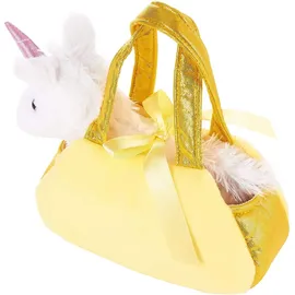 Brubaker Einhorn Tasche Weiß - 20 cm - Plüschtier in Handtasche - Plüsch Stofftier Kuscheltier - Gelb