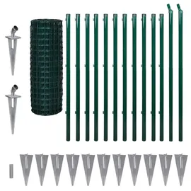 vidaXL Maschendrahtzaun Set 25x1,2m Stahl 25 x 1,2 m Grün -