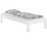Erst-Holz Weißes Futonbett ohne Kopfteil Kiefer massiv 90x200, mit Rollrost aus Federleisten 60.35-09WFL