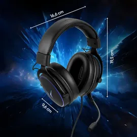 Medion ERAZER Mage P20 Gaming Headset (240cm Kabel, Over Ear, flexibles & abnehmbares Mikrofon, RGB Beleuchtung, 3,5mm Audio, USB, ES9260Q Soundchip,