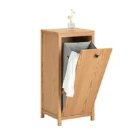 SoBuy Wäscheschrank mit ausklappbarem Wäschetruhe MDF Natur