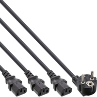 InLine Netz-Y-Kabel, 1x Schutzkontaktstecker zu 3x Kaltgerätestecker, 1,8m