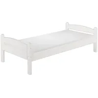 Erst-Holz Stabiles Bett Kiefer massiv weiß 90x200 Einzelbett Bettrahmen