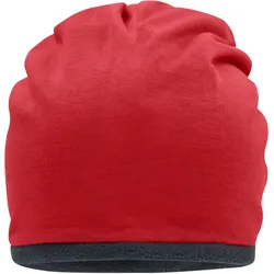Jersey Beanie - Farbe grau, rot - Größe one size