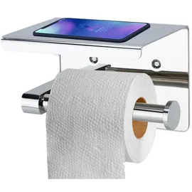Intirilife Toilettenpapierhalter mit Ablage in SILBER -