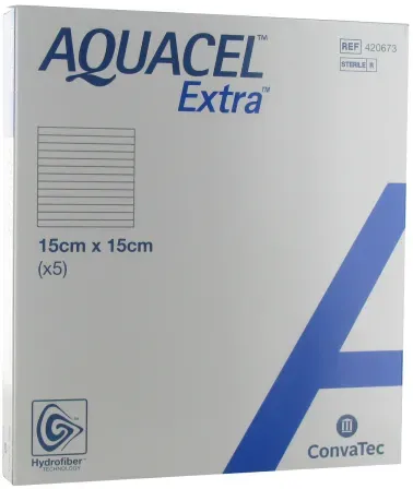 Aquacel Extra Hydrofiber Wundauflage Mit Verstärkungsfasern 15x15cm Stück 5 (420671)