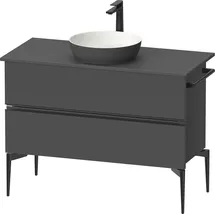 Duravit Sivida Konsolenwaschtischunterbau, 2 Schubkästen, Griffleiste Diamantschwarz Matt, 1045x475x548mm, SV46590BD490000,