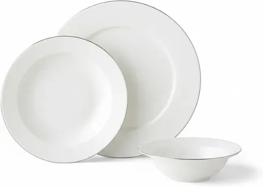 English Home Parma Porzellan-Tafelset 12-teilig, 4 Gedecke Silber