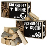 Buche Brennholz Kaminholz 50 kg für Ofen und Kamin Kaminofen Feuerschale Grill Feuerholz Holz Buchenholz Holzscheite Wood 25 cm Kammergetrocknet Grillmaster