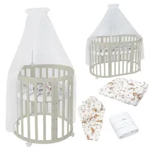 Waldin Babybett OWAL Kinderbett 7in1 mit Matratze, mitwachsendes Kinder-Bett