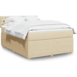 vidaXL Boxspringbett mit Matratze Creme 140x200 cm Stoff