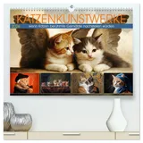 Calvendo Katzenkunstwerke (hochwertiger Premium Wandkalender 2026 DIN A2 quer), Kunstdruck in Hochglanz
