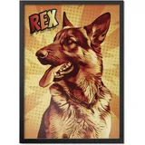 Pictalia - Bilderrahmen Personalisiert - Verwandeln Sie Ihr Foto in einen Comic, Foto und Text, Geschenk für Tiere, Hund und Katze, Format A4, A3, A2, Deko, Leinwand, Fotopapier, personalisierText