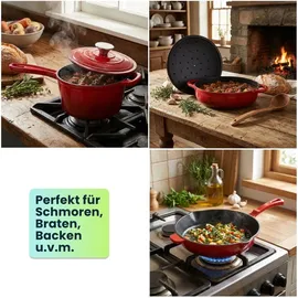 casativo Profi Gusseisen Topf-Set 3-tlg. Pfanne + Kochtopf + Stielkasserolle