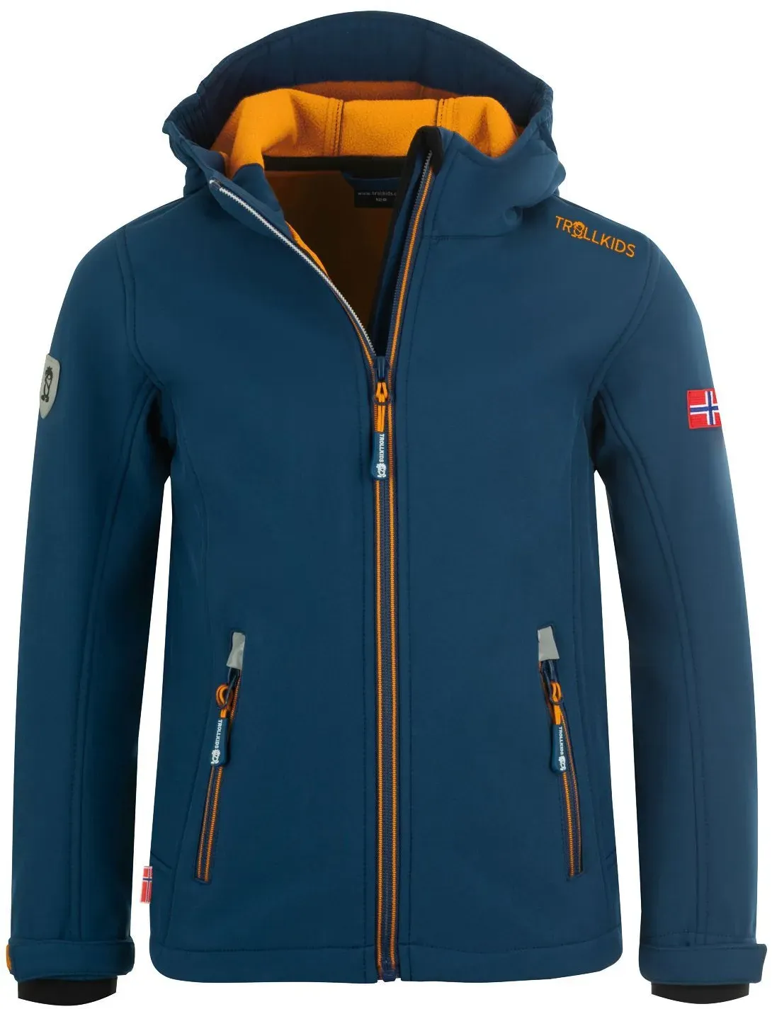 Trollkids Jungen Trollfjord Softshelljacke - 176 - mystic blue/golden yellow