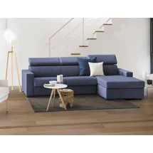 Talamo Italia - Schlafsofa mit Halbinsel Alberta, Sofa mit rechter Stauraumhalbinsel, Standardarmlehnen, 100 % Made in Italy, 280 x 95 x 85 cm, Blau