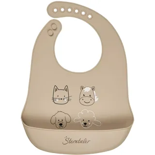 Sterntaler Silikon Lätzchen Bauernhof - BPA-frei, abwischbar, spülmaschinengeeignet, unisex, Baby, beige