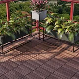 casa.pro Terrassenfliesen Alliste 10er Set Holzfliesen für Balkon 6 Lamellen 0,9 m2 Outdoor Bodenbelag für Garten Klickfliesen Braun Balkonfliesen wetterfest Bodenplatten