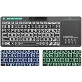 Rii Bluetooth Tastatur mit touchpad(Bluetooth 5.0 + 2.4G Wireless), Mini Tastatur Beleuchtet mit 2 LED Hinterleuchtet(Deutsches Layout, schwarz)