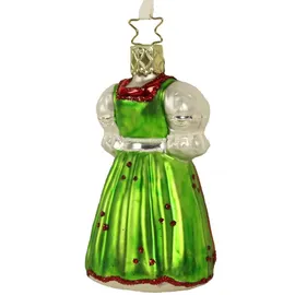 Inges Glas INGE-GLAS® Weihnachts-Anhänger rot grünes Weihnachtsdirndl