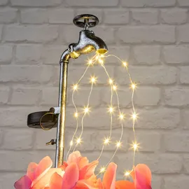 Spetebo LED Solar Deko Wasserhahn mit Blumentopf - 60 x 17 cm - Garten Beleuchtung mit 30 LED in warm weiß