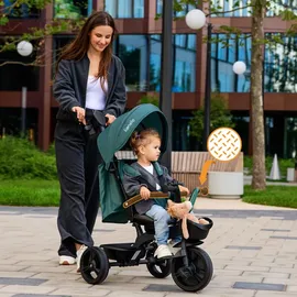 lionelo Dreirad mit Schubstange für Kinder ab 1,5 bis 5 Jahre, drehbarer Sitz, Magnesium-Rahmen, wartungsfreie Gummiräder, freies Rad, abnehmbares Vordach, 55 x 80 x 56 cm