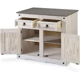 SAM Outillage SAM® Sideboard Kommode 91,5 x 83,5 x 43 cm Pinienholz weiß grau lasiert MEXICO