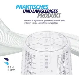 Benbow Profi-Messbecher mit Deckel 100x 680ml mit vielfältiger Skalierung - Becher mit Skala, Lackmischbecher, Meßbecher, Lackbecher
