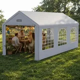 QEENTOE Partyzelt 3x6 m Wasserdicht UV-Schutz, Stabiler Garten Pavillon mit Seitenteilen und Fenstern, Winterfest PE-Plane Festzelt für Hochzeit Feier Außenbereich Grau