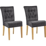 Home Affaire Polsterstuhl Queen (Set), 2 St., Samtvelours, Esszimmerstuhl mit Knopfheftung, 2er, 4er oder 6er-Set, grau