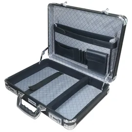 HMF Alu Aktenkoffer Herren mit Zahlenschloss, 45 x 33 x 11 cm, Schwarz